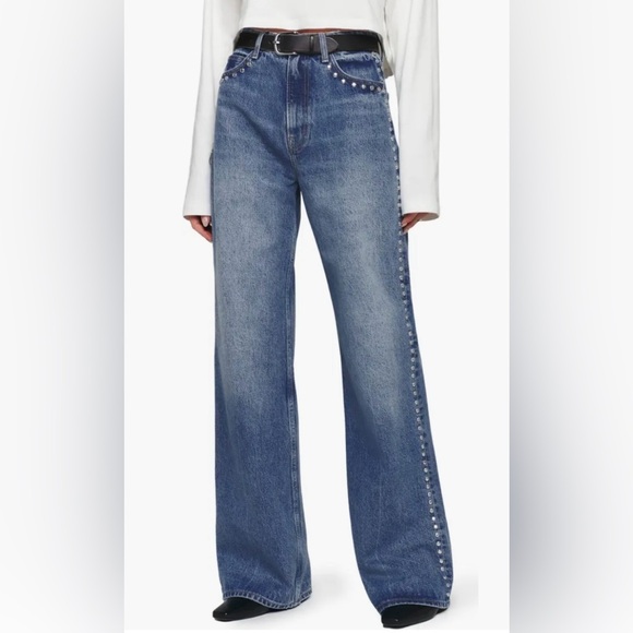 Reformation Denim - Reformation Cary High Rise Studded Slouchy Wide Leg Jeans